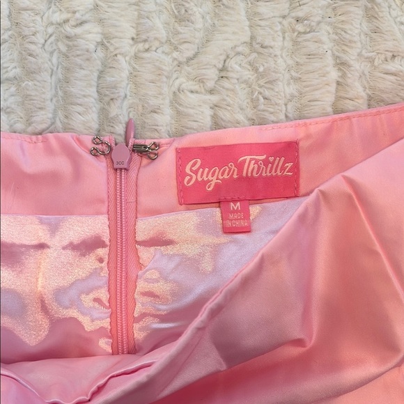 Sugar Thrillz Baby Pink Bow-Accent Mini Skirt Women’s Medium - Picture 2 of 5